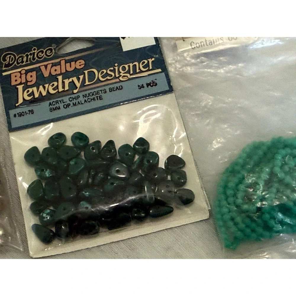 New + VTG Lot of 5 Items Jewelry Making Glass Beads Metal Acrylic